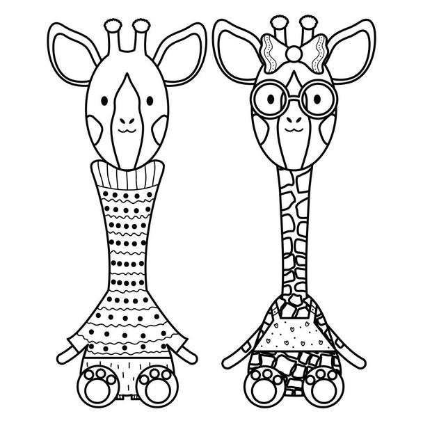 carino giraffe coppia personaggi infantili
 - Vettoriali, immagini