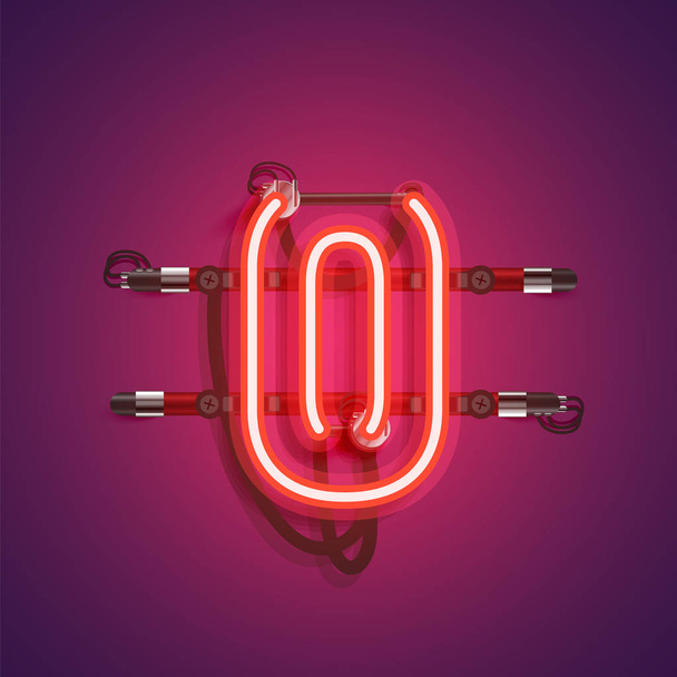 Realistic neon character with wires and console, vector illustra - Vettoriali, immagini