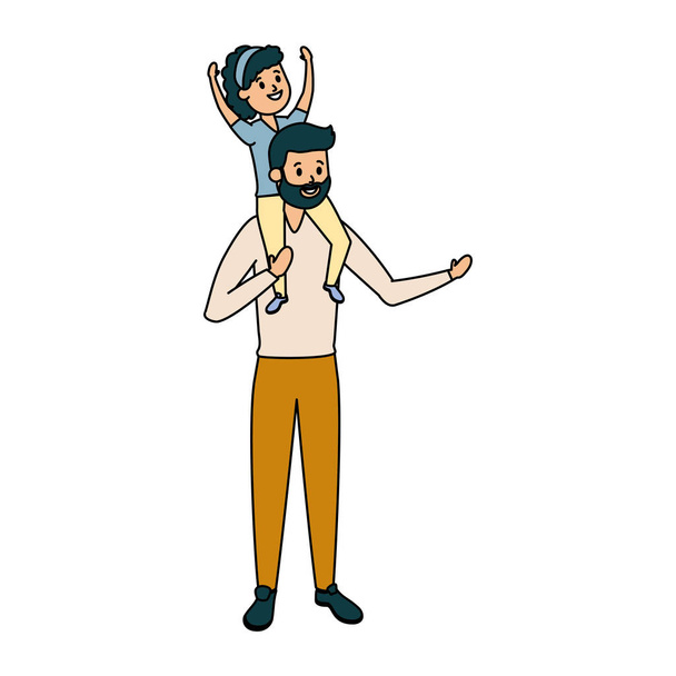 father with little daughter - Vector, Image