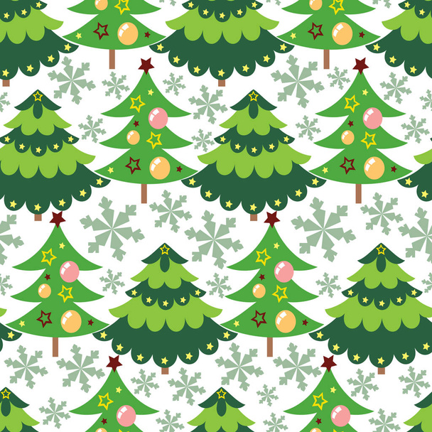 Beautiful Vector Christmas tree seamless pattern background - Vektör, Görsel