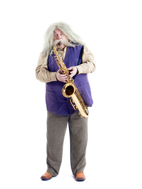 Old saxophonist - Φωτογραφία, εικόνα