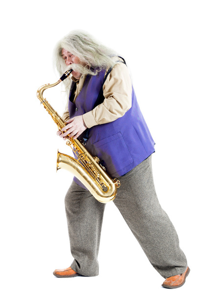 oude saxofonist - Foto, afbeelding