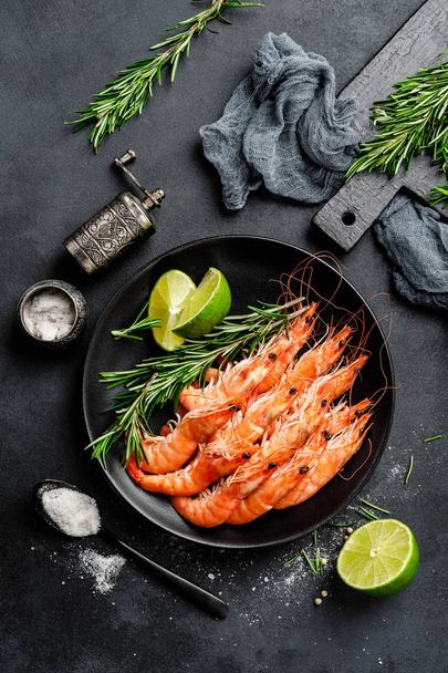 Boiled prawn shrimps on a plate - Photo, Image