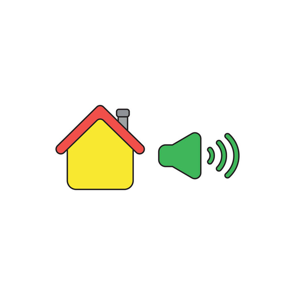 Concepto de icono vectorial de casa con sonido de altavoz alto, voz alta
 - Vector, imagen