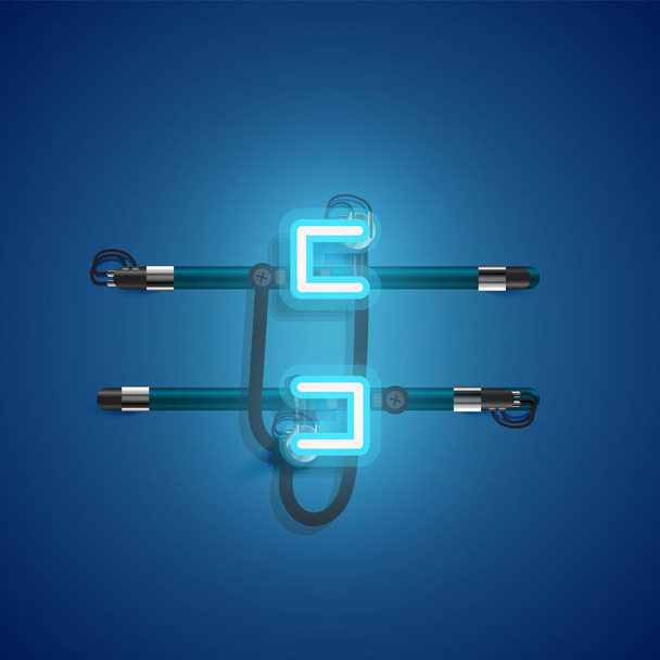 Realistic neon character with wires and console, vector illustration - Vektör, Görsel