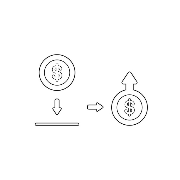 Vector icoon concept van het opslaan van dollar geld munt in Moneybox an - Vector, afbeelding