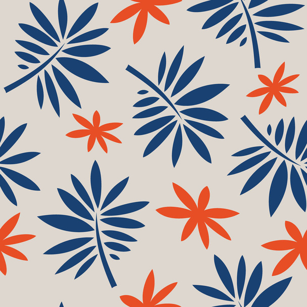 Seamless pattern with the image of tropical leaves. Flat style. Trend. Prints - Vector, Image