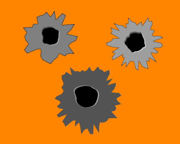 three bullet holes in the wall - Vector, Image