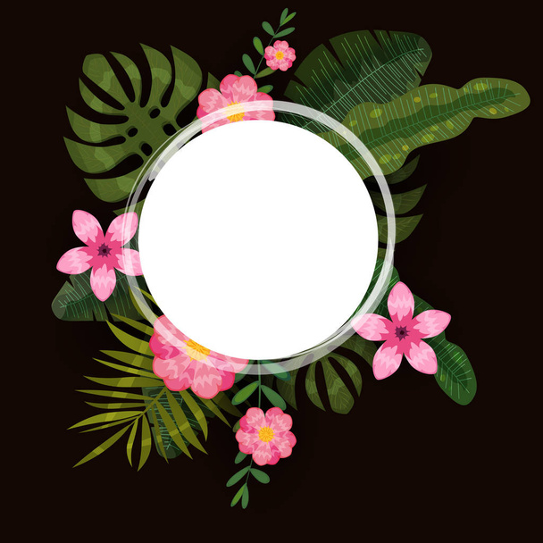 Verão moderno modelo plantas exóticas e flores de hibisco fundo tropical. Selva de padrão de tendência. Vetor, ilustração, isolado, cartaz, banner, panfleto, convite
 - Vetor, Imagem