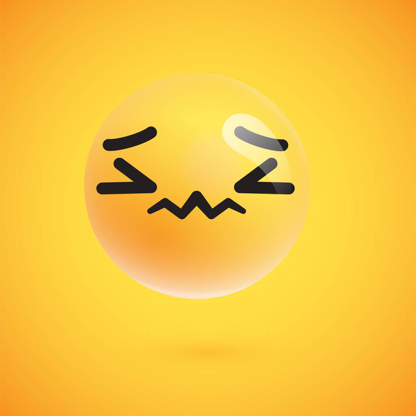Cute high-detailed yellow emoticon for web, vector illustration - Vektör, Görsel