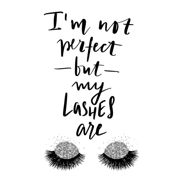 Hand sketched Lashes quote. Calligraphy phrase for beauty salon - Vector, Image