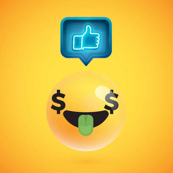 High detailed emoticon with thumbs up sign, vector illustration - ベクター画像