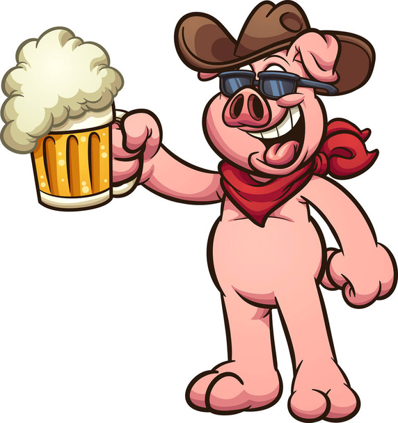 カウボーイの豚 - ベクター画像