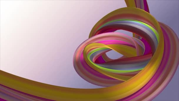 Soft colors 3D curved rainbow rubber band marshmallow rope candy seamless loop abstract shape animation background new quality universal motion dynamic animated colorful joyful video 4k stock footage - Footage, Video