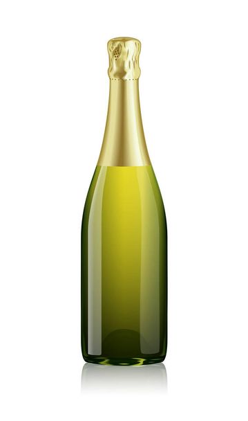 Макет Прозора ізольована реалістична пляшка шампанського Векторний шаблон Вино
 - Вектор, зображення