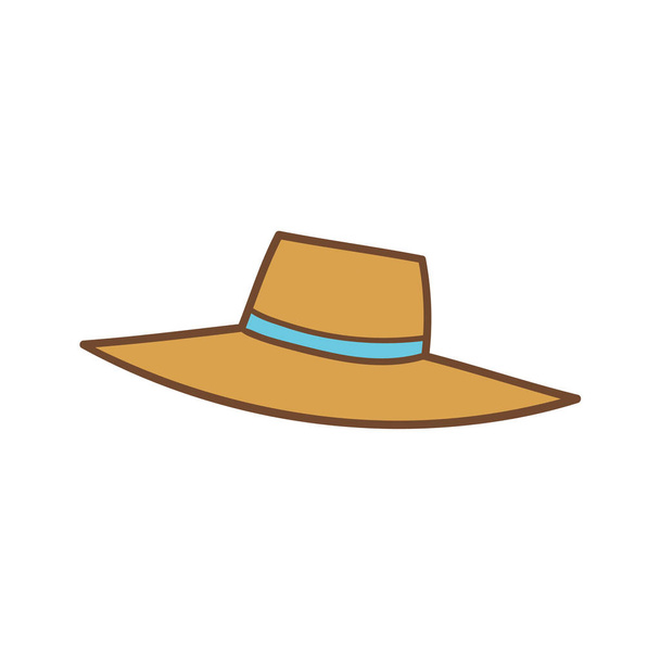 Renkli parlak geniş kenarlı panama şapka çizilmiş simgesi - Vektör, Görsel