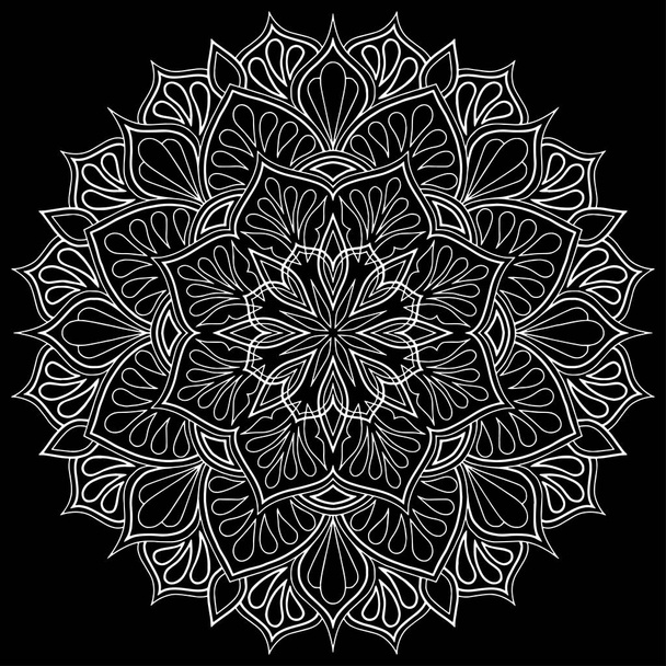 Mandala pattern white doodles sketch - Vektör, Görsel