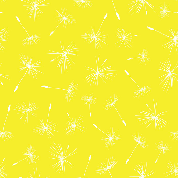 Dandelion seeds seamless vector pattern repeat yellow - Vector, Image