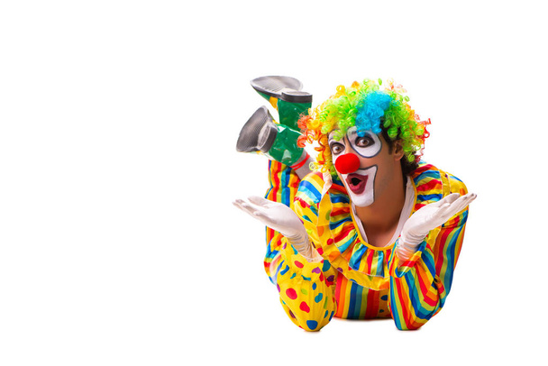 Mannelijke clown geïsoleerd op wit  - Foto, afbeelding