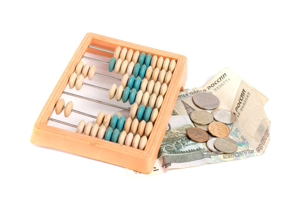 Abacus and russian money - 写真・画像