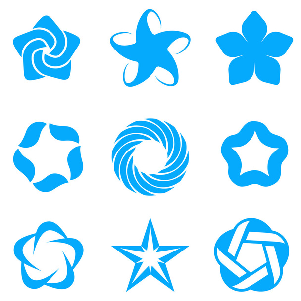 Star abstract logo template set. Blue Business icons Concepts. 5 point vector stars. Vector. - Vector, Image