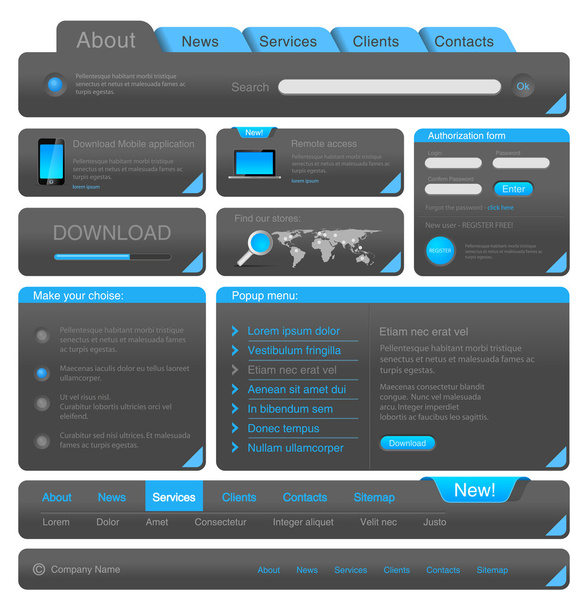 Kit de herramientas de diseñadores web. Colección de elementos de diseño. Vector. Editable
. - Vector, Imagen