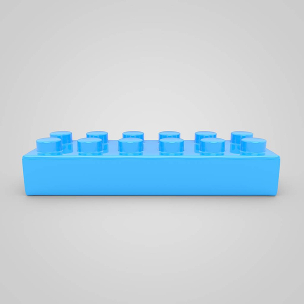 Μπλε παιχνίδι τούβλο μπλοκ δόμησης για τα παιδιά. 3D καθιστούν χρώμα μπλοκ που απομονώνονται σε λευκό φόντο. - Φωτογραφία, εικόνα