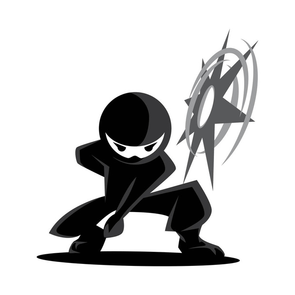 Ninja Samurai Warrior Fighter Персонаж мультфильма Martial Art Weapon Shuriken
 - Вектор,изображение