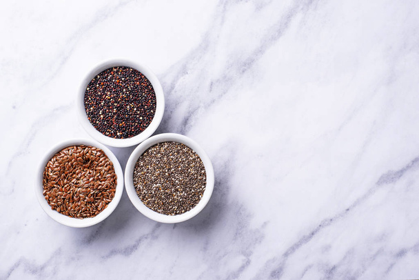 Chia, quinoa and flax seeds - Foto, Bild
