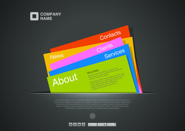 web サイト テンプレート。創造的なデザイン。カード インターフェイス。紙の概念。copyspace。ベクトル。編集可能です. - ベクター画像