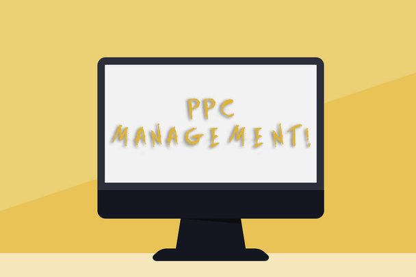 Word writing text Ppc Management. Business concept for process of overseeing and analysisaging a company s is PPC ad spend Blank Space Desktop Computer Colorful Monitor Screen Freestanding on Table. - Photo, Image