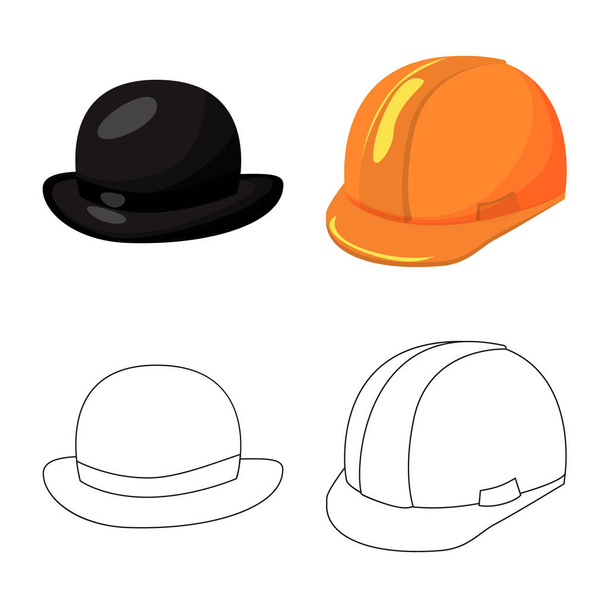 Vector illustration of clothing and cap icon. Set of clothing and beret vector icon for stock. - Vektor, kép