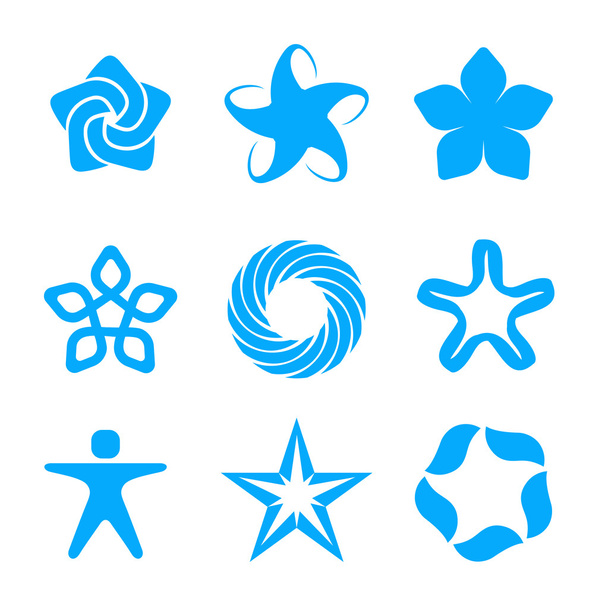 Star abstract logo template set. Blue Business icons Concepts. 5 point vector stars. Vector. - Vector, Image