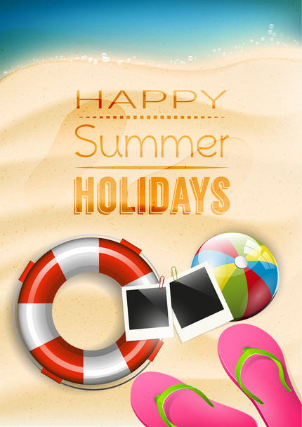 Happy summer holidays - vector poster - Wektor, obraz