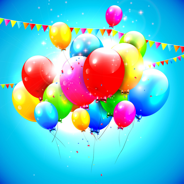 tatlı doğum günü balonları - Vektör, Görsel