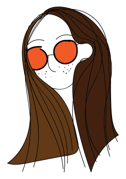 Brunette wearing colorful sunglasses vector illustration - Vektor, kép