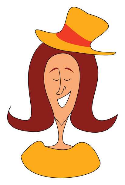 Woman wearing yellow hat  - Vector, Imagen