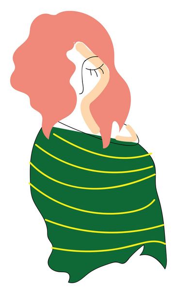 Vector de ilustración niña de pelo rosa sobre fondo blanco
  - Vector, Imagen
