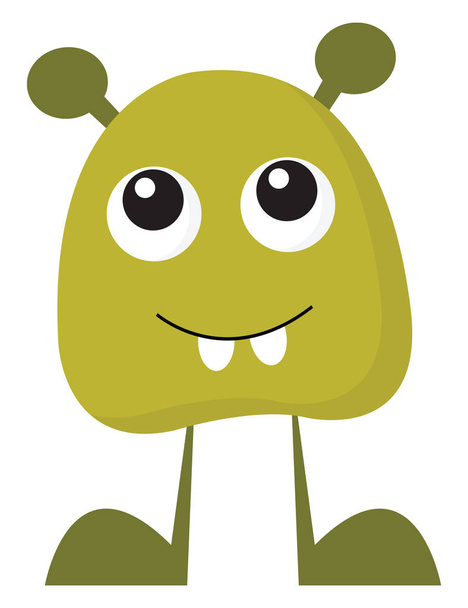 Un bébé monstre vert montrant ses dents pour effrayer quelqu'un dessin couleur vectoriel ou illustration
 - Vecteur, image