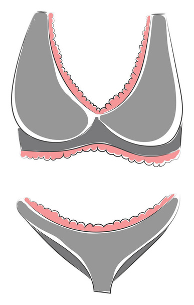 A comfy bra and coward in grey color vector color drawing or illustration - Vector, afbeelding