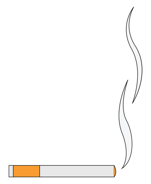 Een brandende sigaret met rook die aangeeft zijn gevaarlijke harnas aan gezondheid vector kleur tekening of illustratie - Vector, afbeelding