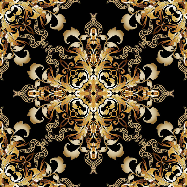 Vintage gold Baroque vector seamless pattern. Greek ornamental o - Вектор, зображення