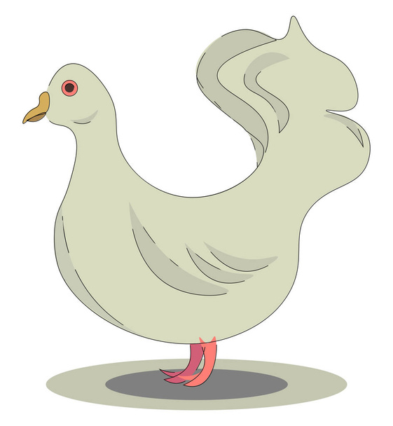 A cute dove in white color with pink eyes and legs vector color drawing or illustration - Vector, Image