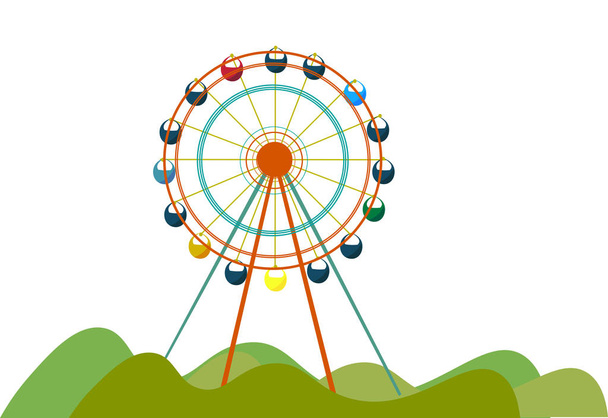 Una rueda gigante de la fortuna en el parque para que los niños jueguen el dibujo o la ilustración del color del vector
 - Vector, imagen
