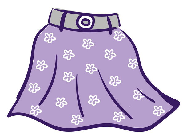 Uma saia floral bonito na cor violeta com um cinto para ele desenho de cor vetorial ou ilustração
 - Vetor, Imagem