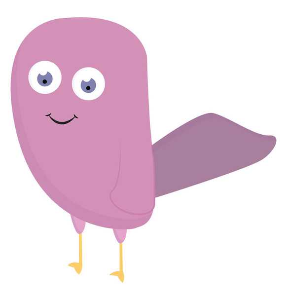 Cute Little fioletowy ptak z dużymi oczami rysunku kolor wektor lub ilustracji - Wektor, obraz