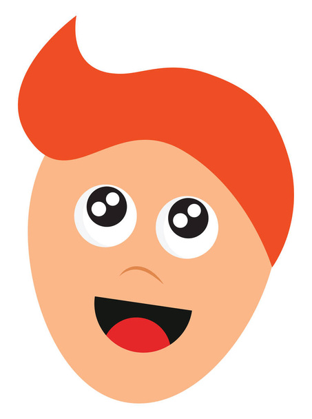 Мультфильм лицо мальчика с оранжевым вектором волос или цветной иллюстрацией
 - Вектор,изображение