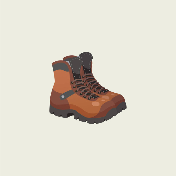 Portrait d'une paire de chaussures de camping marron sur fond gris v
 - Vecteur, image