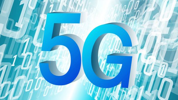 Higher internet speed 5G technology, binary coding conception - Vecteur, image