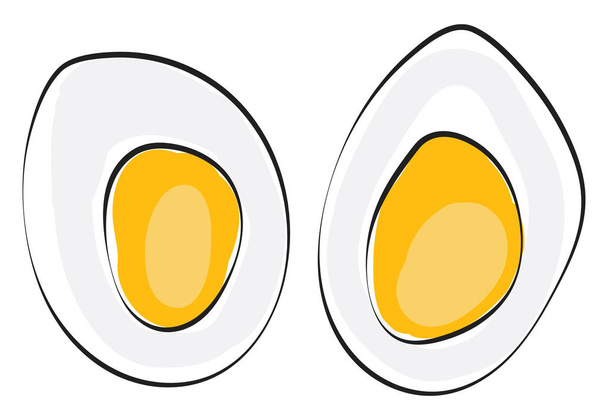 Wytnij plasterki twardej jajka lub kolorowej ilustracji - Wektor, obraz